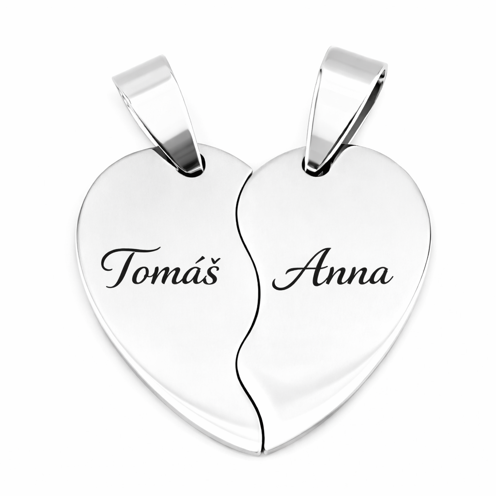 Přívěšky partnerské srdíčko dělené